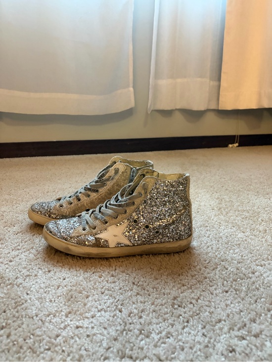 Golden Goose Shoes - Golden Goose Francy High Top Sneakers Silver Glitter Size 36